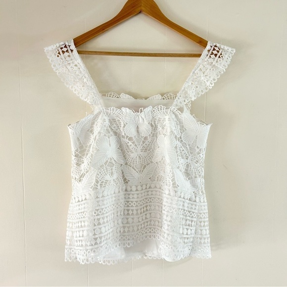 Lilly Pulitzer Azaria Lace Butterfly Tank Top in White Lace sz S - Picture 3 of 4